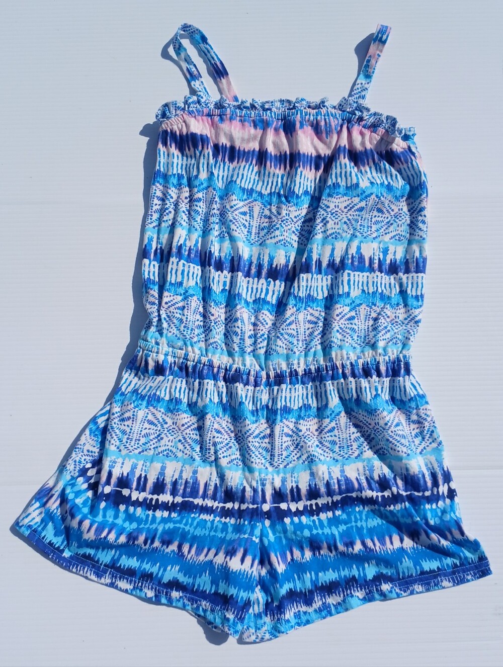 Romper girls size 14 The Children's Place Blue Tie Dye Shorts Jumpsuit One Piece